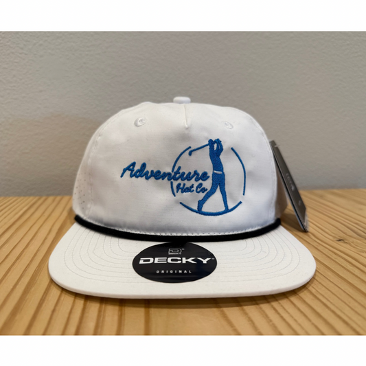 Golf Hat 5 Panel High Profile Relaxed Perforated Performance Rope Hat