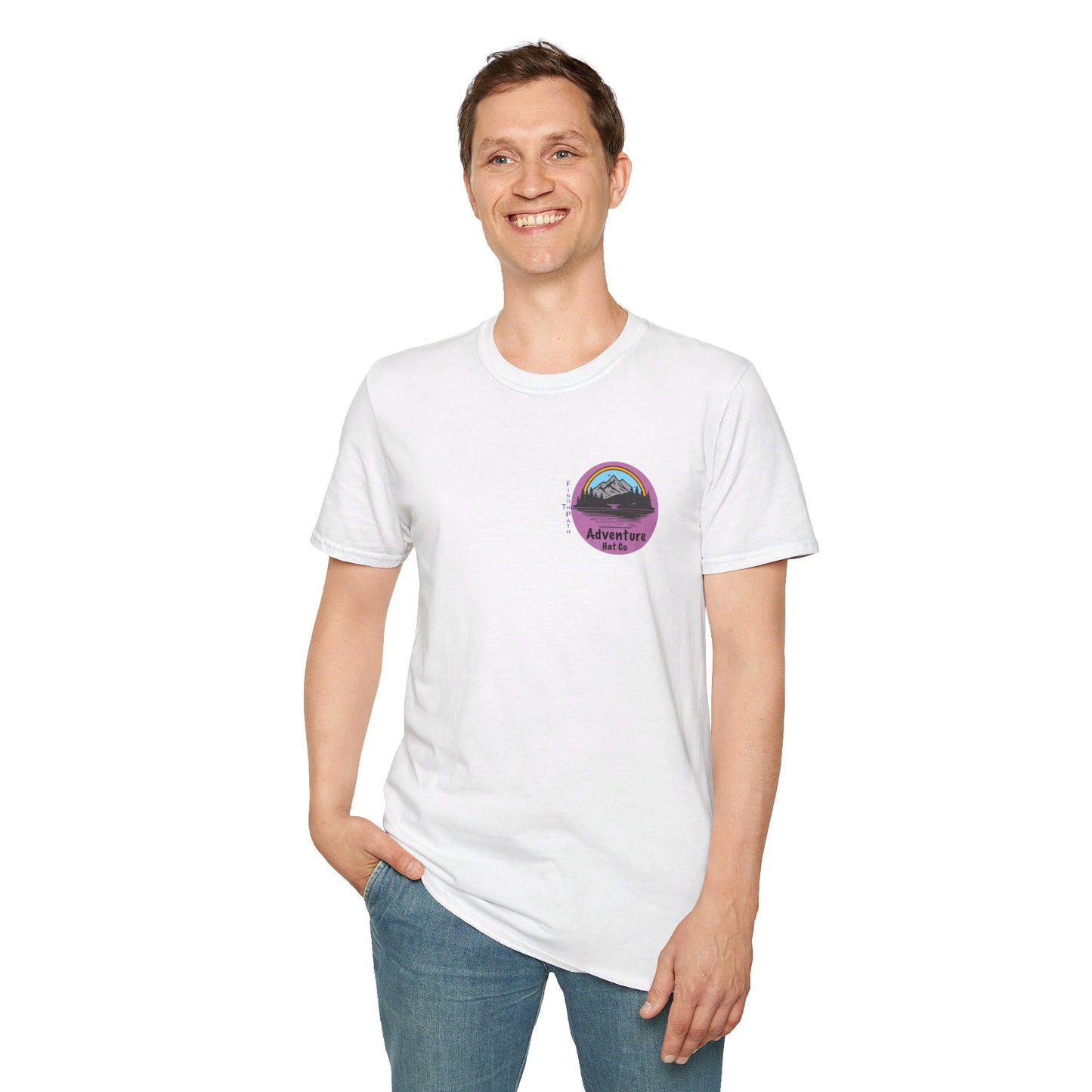 Adventure Hat Co Find The Path Mountain Design Unisex Softstyle T-Shirt