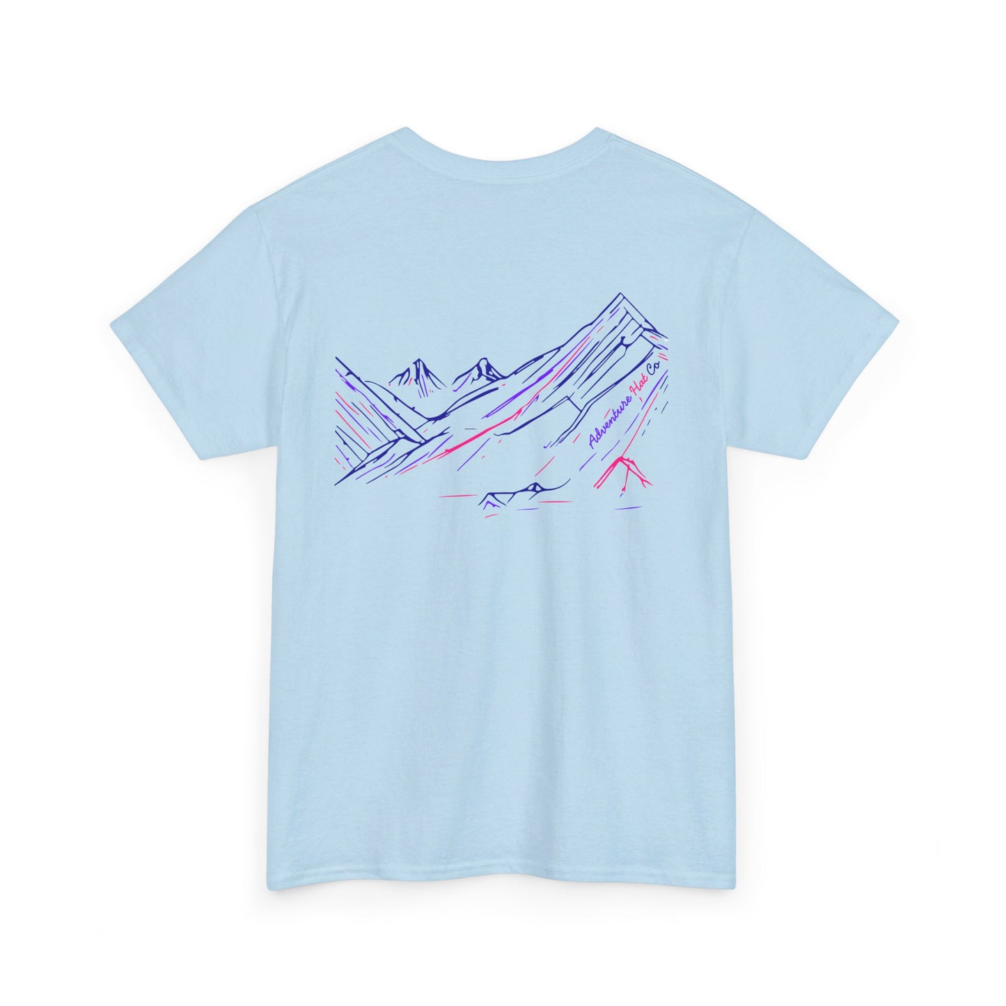 Adventure Hat Co Mountain Scene Colorful design Unisex Heavy Cotton Tee