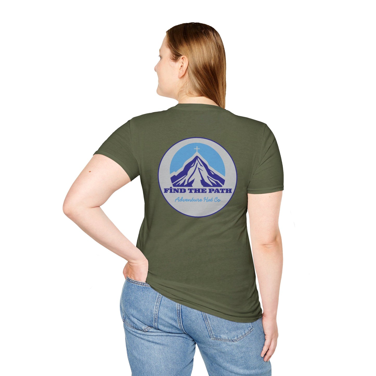 Adventure Hat Co Cross on top of the Mountains Unisex Soft style T-Shirt