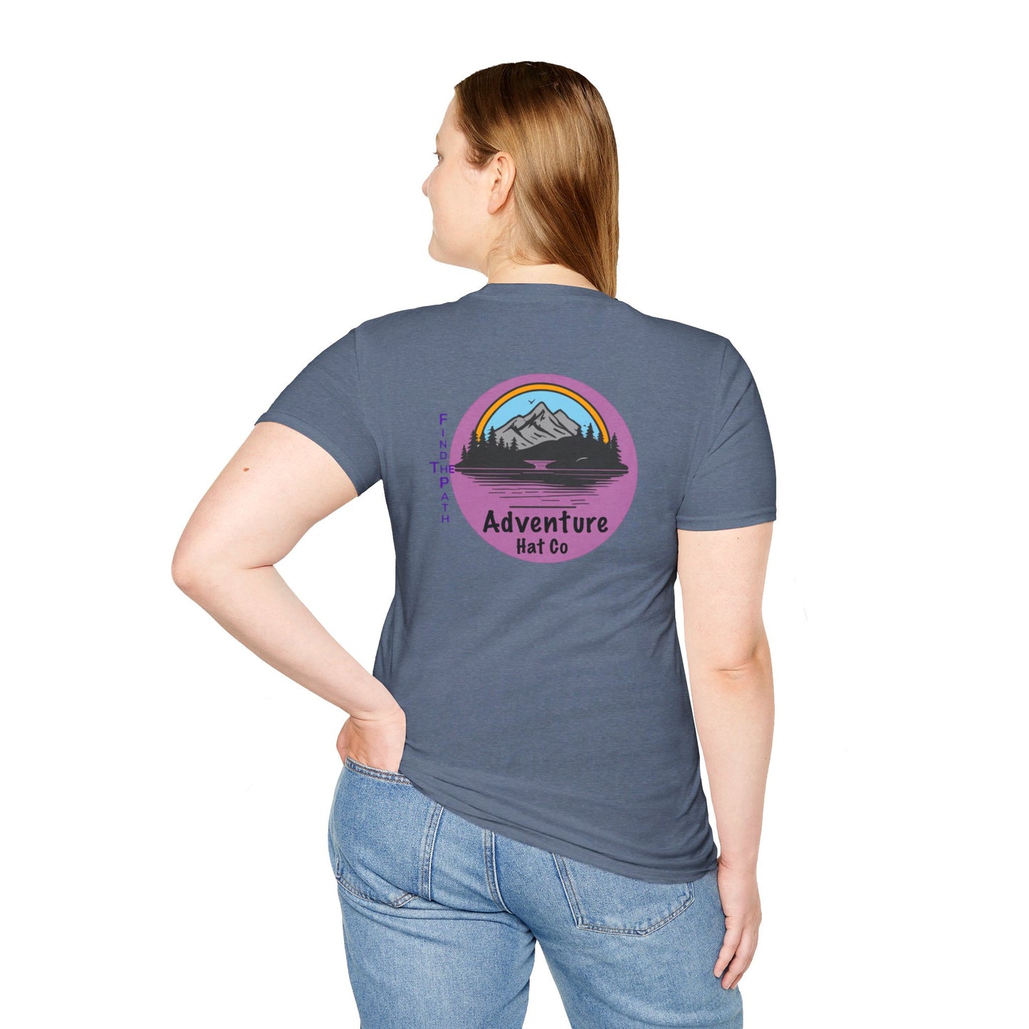 Adventure Hat Co Find The Path Mountain Design Unisex Softstyle T-Shirt