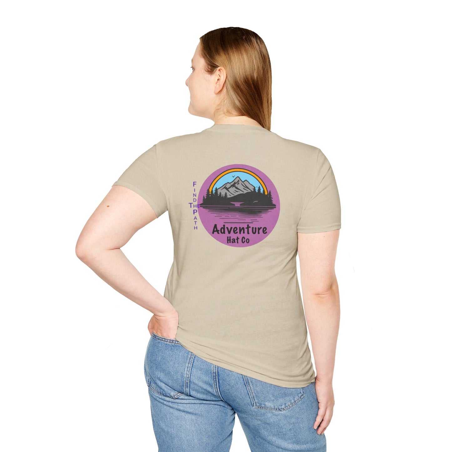 Adventure Hat Co Find The Path Mountain Design Unisex Softstyle T-Shirt