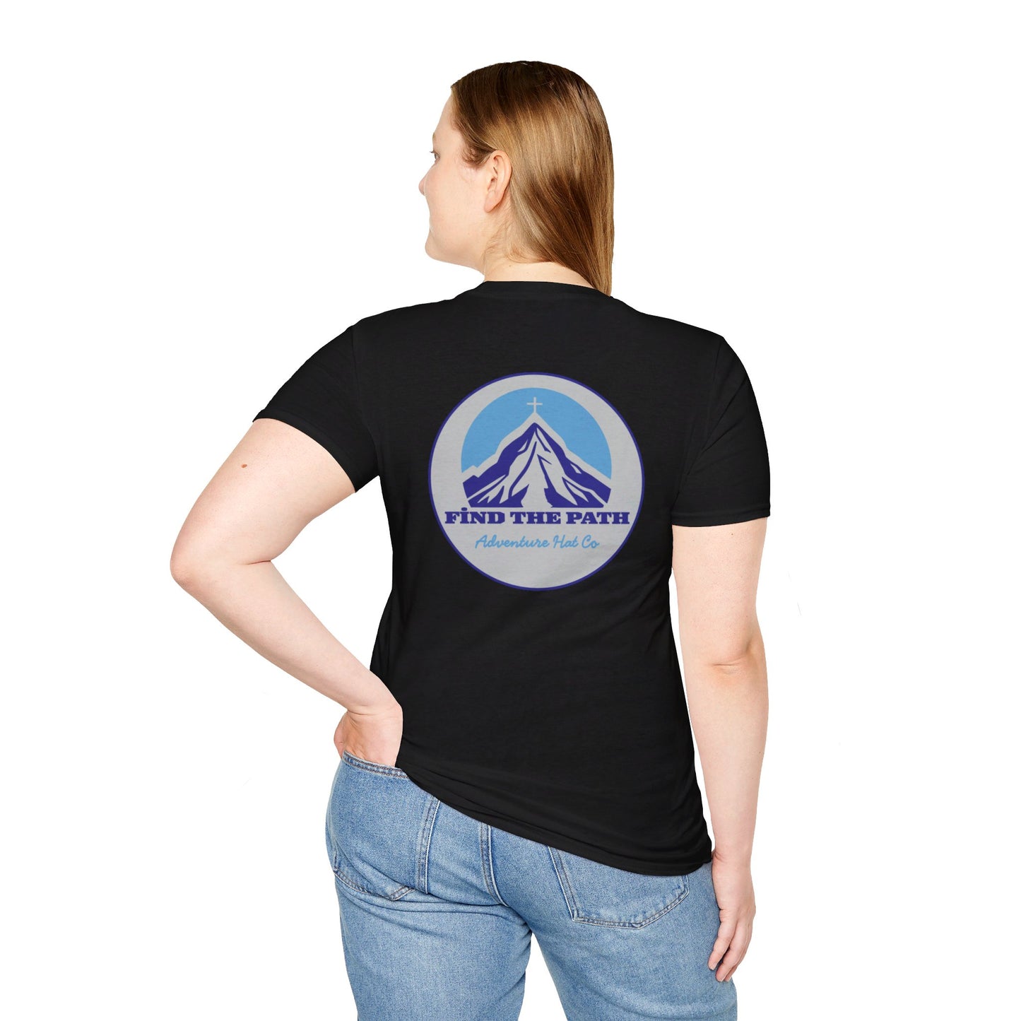 Adventure Hat Co Cross on top of the Mountains Unisex Soft style T-Shirt