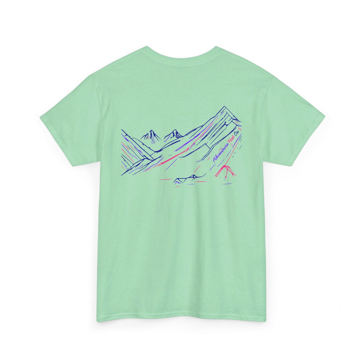 Adventure Hat Co Mountain Scene Colorful design Unisex Heavy Cotton Tee