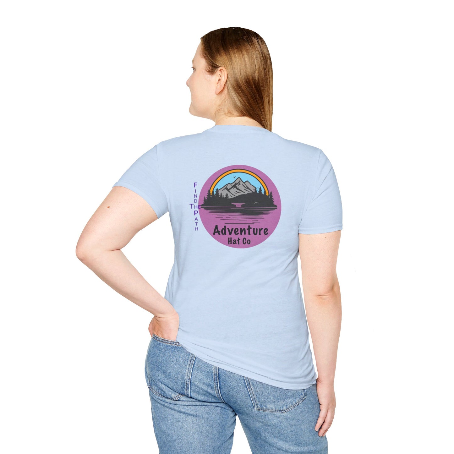 Adventure Hat Co Find The Path Mountain Design Unisex Softstyle T-Shirt