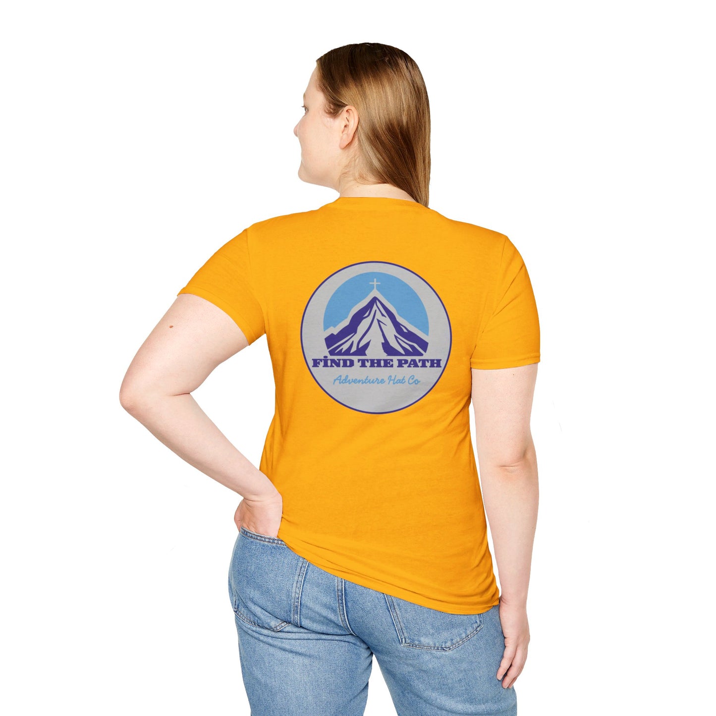 Adventure Hat Co Cross on top of the Mountains Unisex Soft style T-Shirt