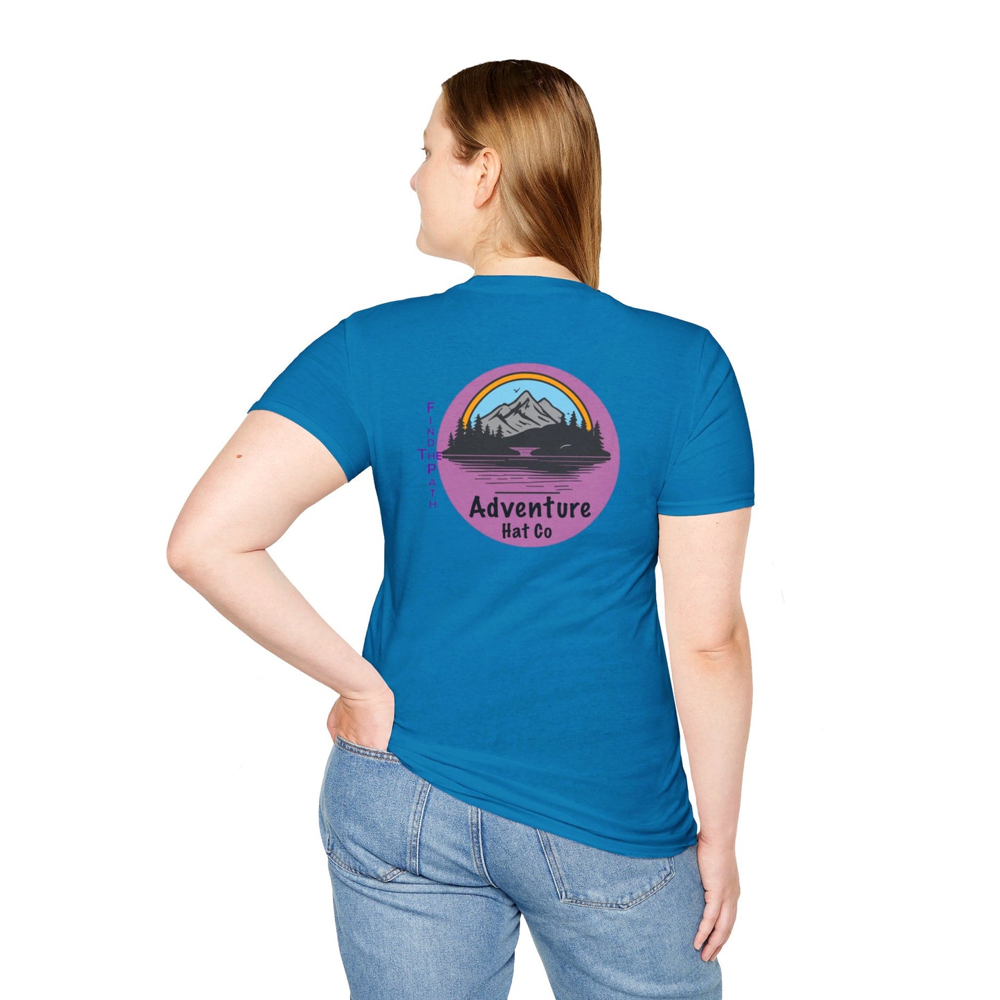 Adventure Hat Co Find The Path Mountain Design Unisex Softstyle T-Shirt