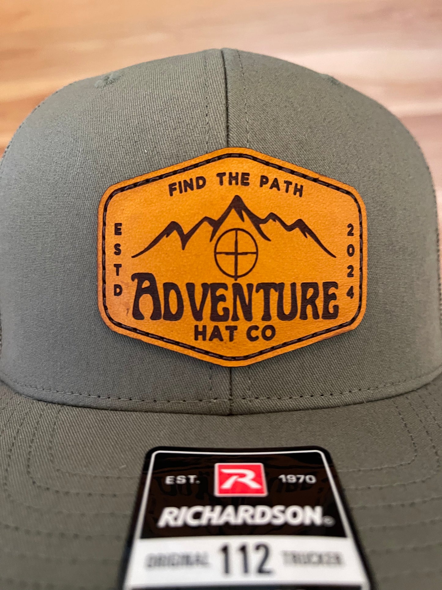 Adventure Hat Co Leather Mountain Patch Trucker Hat