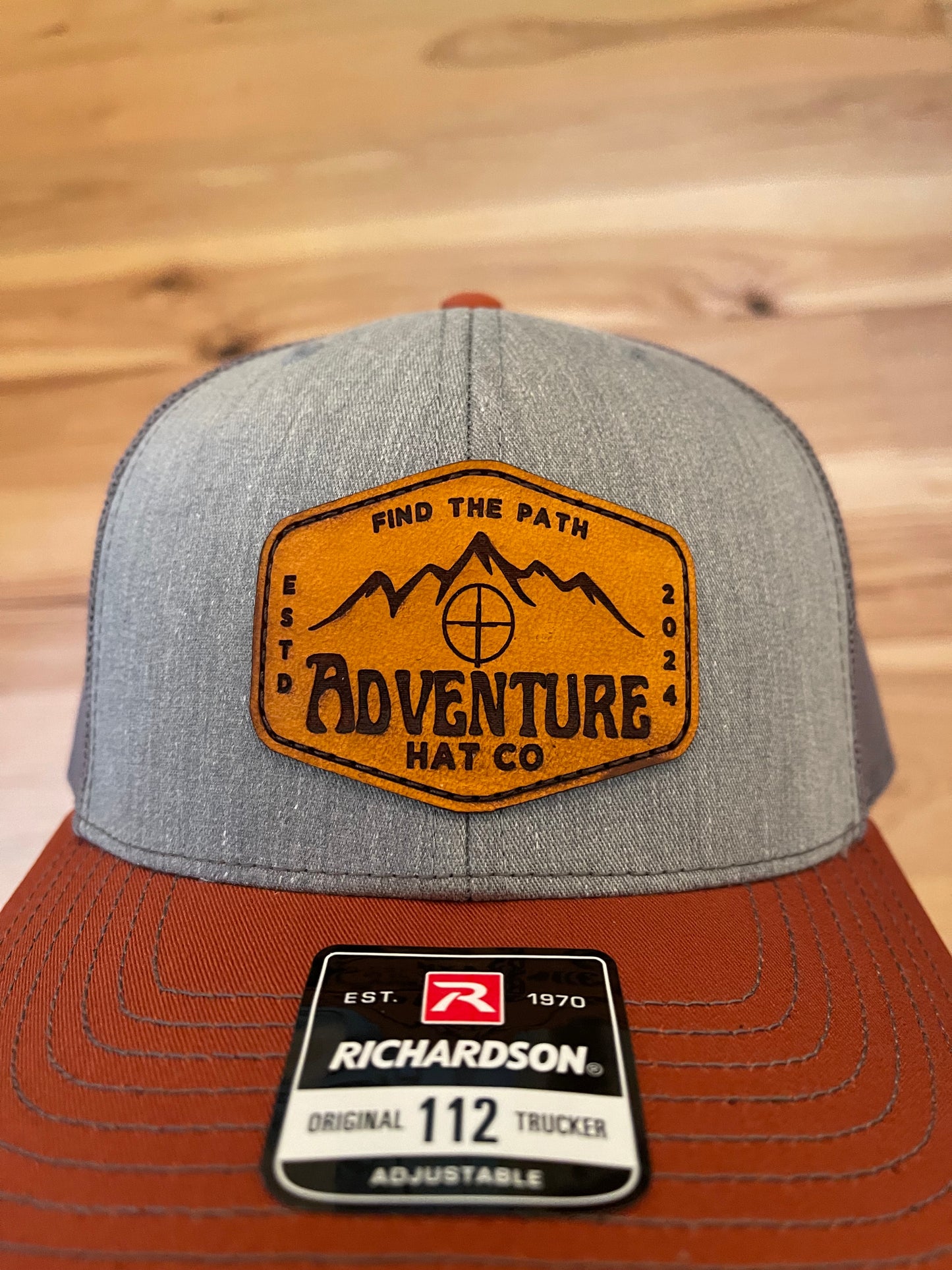 Adventure Hat Co Leather Mountain Patch Trucker Hat