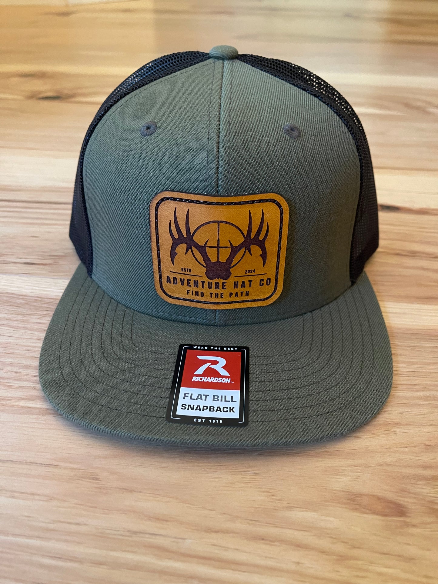 Adventure Hat Co Flat Bill Trucker Hat Leather Patch Richardson 511