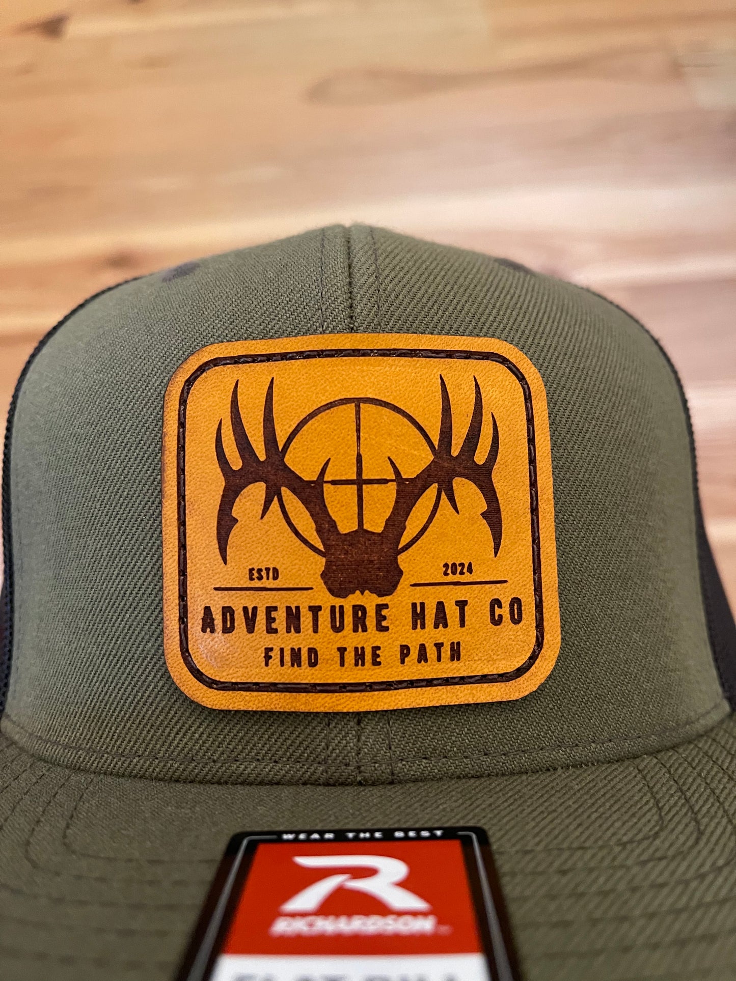 Adventure Hat Co Flat Bill Trucker Hat Leather Patch Richardson 511